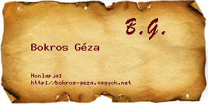 Bokros Géza névjegykártya