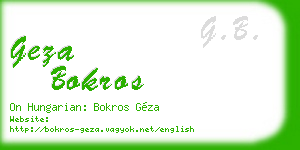 geza bokros business card
